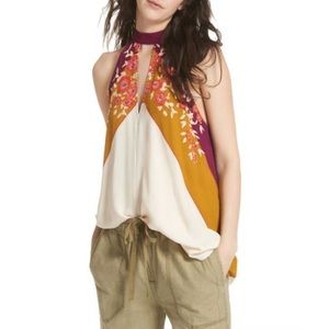 Free People Beat Of My Heart Tunic in Cream Multicolor Size XS